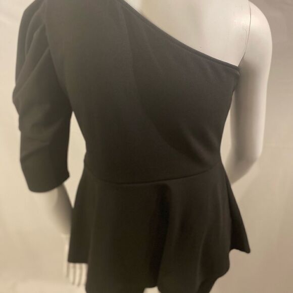 2pc Set One Shoulder Peplum Top & Shorts in Black - Size 2X - Picture 8 of 9